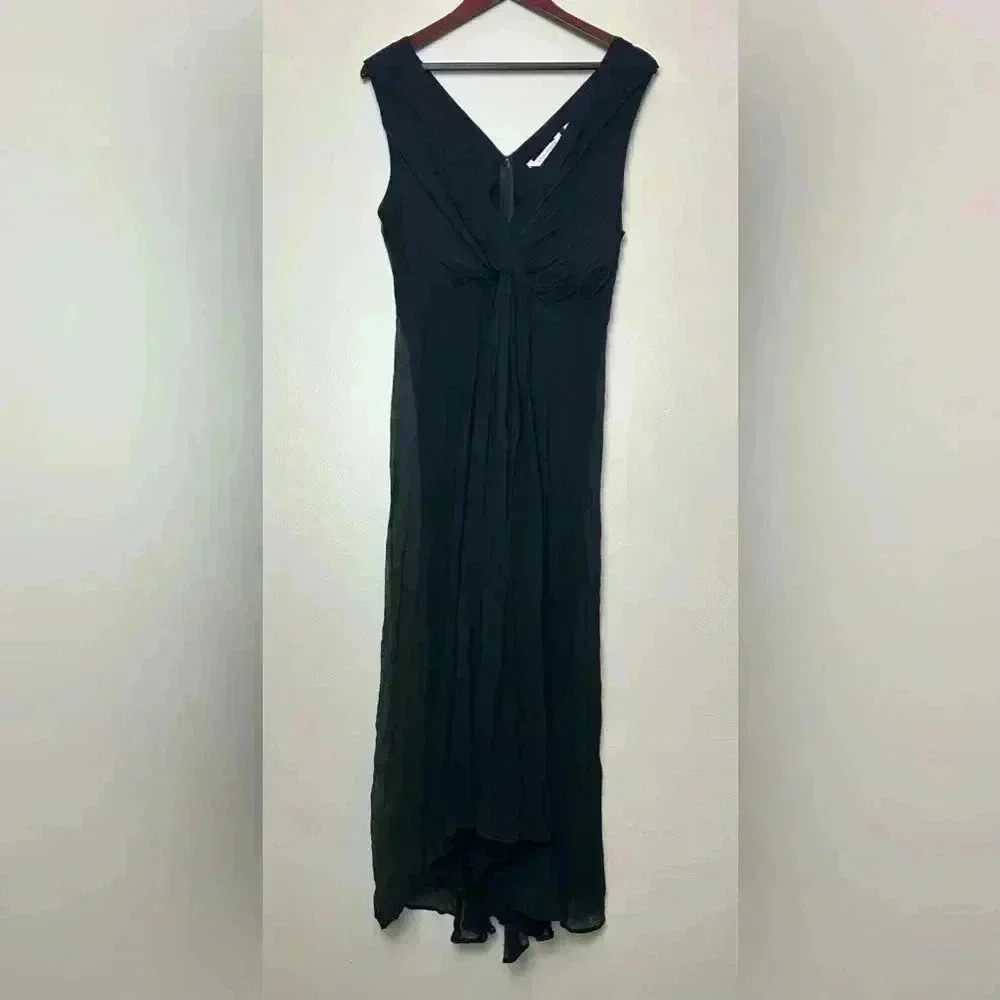 Soft Surroundings Charmonte Black Crinkle Chiffon Dress 10 Special Occasion